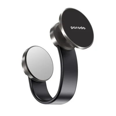 Porodo Magesafe N52 Magnetic Head And Suction Base Car Mount With Flexible Body - Black
